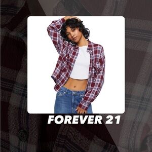 EUC Forever 21 Plaid Button Front Shirt